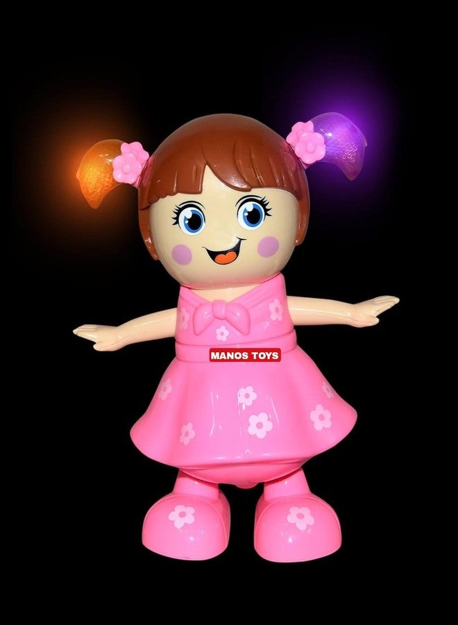 Musical Dancing Doll and Singing Doll with Bump & Go Action Flashing Light & Music for Kid Early Learning Educational Musical Plastic Doll Toy for Kids
